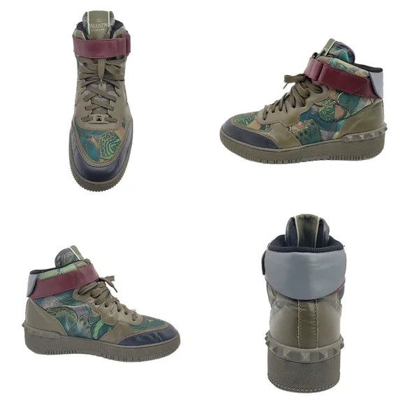 Valentino Garavani Rockrunner Camo Butterfly High Top Sneakers 42 - Picture 5 of 12